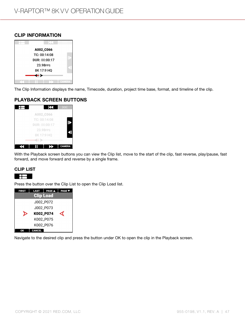V-raptor™ 8k v v operation guide | RED DIGITAL CINEMA V-RAPTOR 8K VV DSMC3 Camera (RF, Black) User Manual | Page 54 / 226