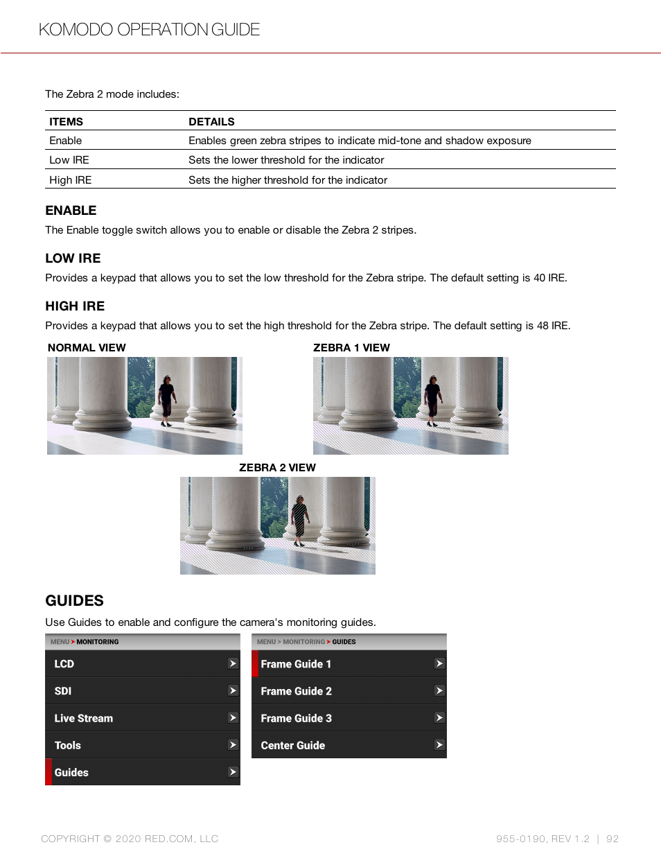 Guides, Komodo operation guide | RED DIGITAL CINEMA KOMODO 6K Digital Cinema Camera (RF) User Manual | Page 100 / 185