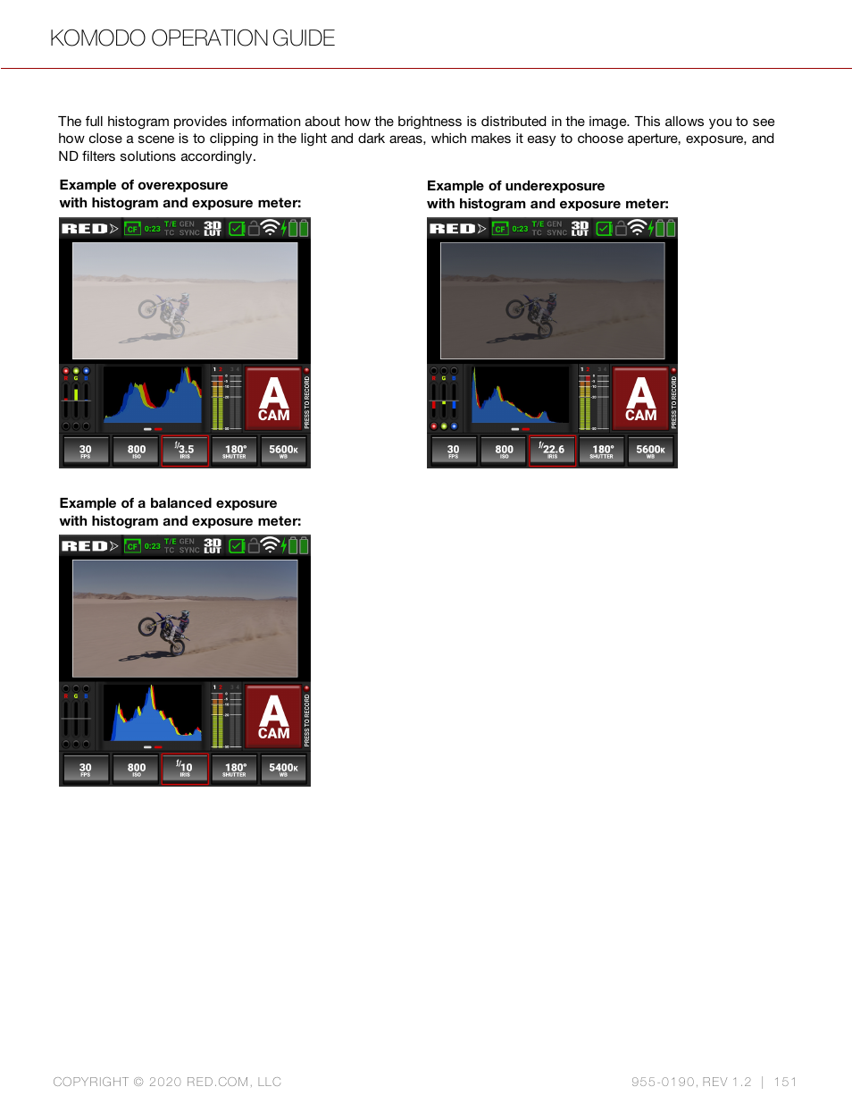 Komodo operation guide | RED DIGITAL CINEMA KOMODO 6K Digital Cinema Camera (RF) User Manual | Page 159 / 185