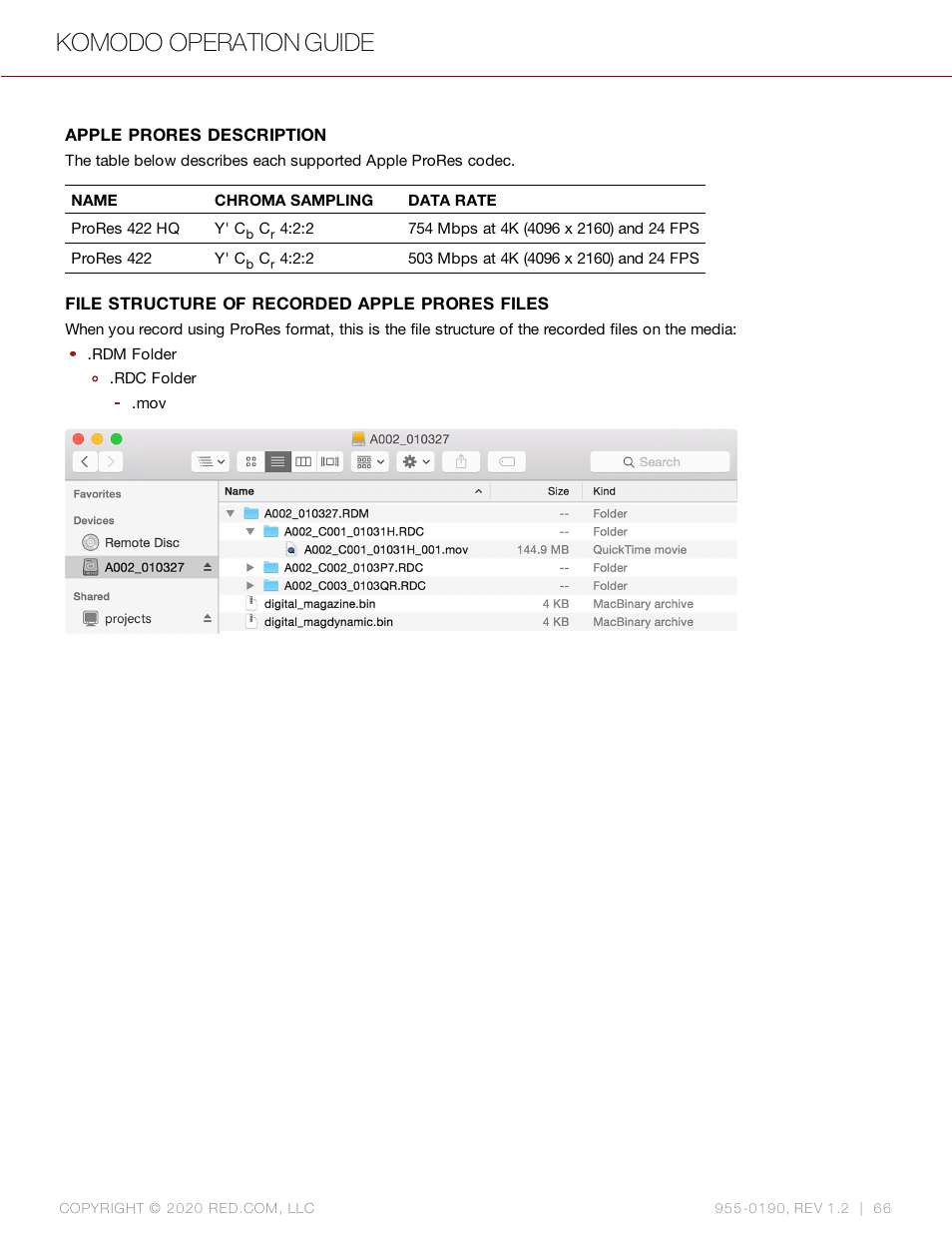 Komodo operation guide | RED DIGITAL CINEMA KOMODO 6K Digital Cinema Camera (RF) User Manual | Page 74 / 185