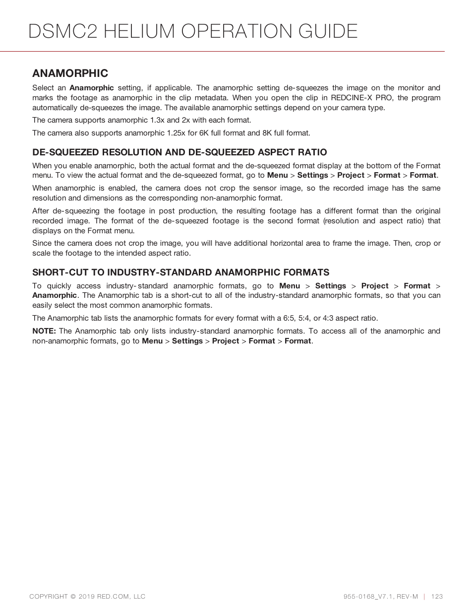 Dsmc2 helium operation guide, Anamorphic | RED DIGITAL CINEMA DSMC2 BRAIN with HELIUM 8K S35 Sensor (2018 Unified DSMC2 Lineup) User Manual | Page 123 / 266