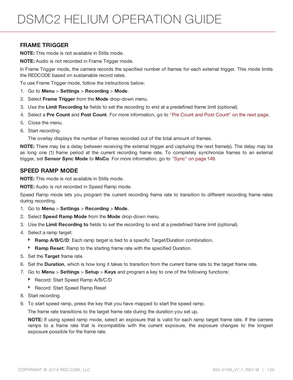 Dsmc2 helium operation guide | RED DIGITAL CINEMA DSMC2 BRAIN with HELIUM 8K S35 Sensor (2018 Unified DSMC2 Lineup) User Manual | Page 125 / 266