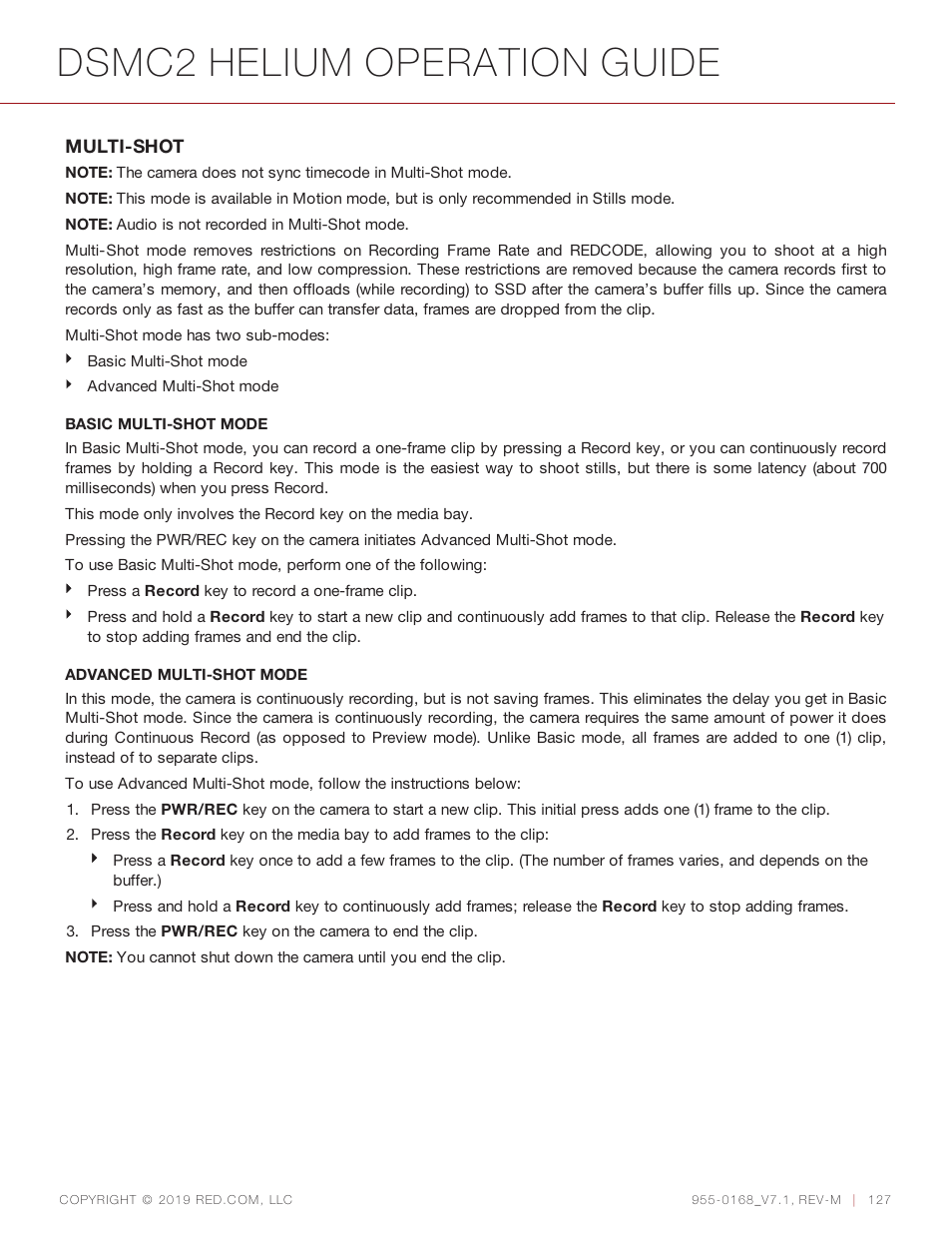 Dsmc2 helium operation guide | RED DIGITAL CINEMA DSMC2 BRAIN with HELIUM 8K S35 Sensor (2018 Unified DSMC2 Lineup) User Manual | Page 127 / 266