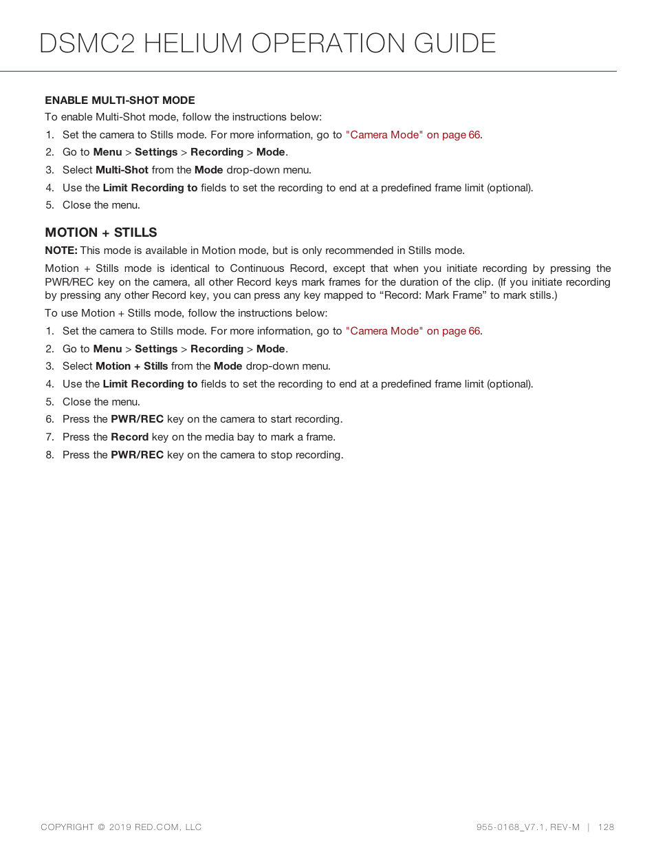 Dsmc2 helium operation guide | RED DIGITAL CINEMA DSMC2 BRAIN with HELIUM 8K S35 Sensor (2018 Unified DSMC2 Lineup) User Manual | Page 128 / 266