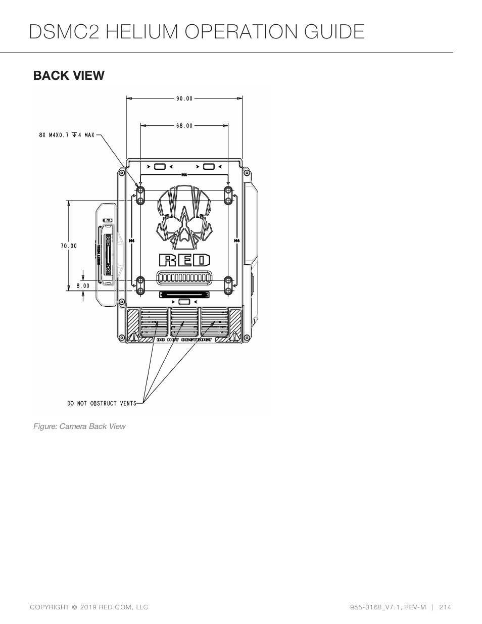 Dsmc2 helium operation guide, Back view | RED DIGITAL CINEMA DSMC2 BRAIN with HELIUM 8K S35 Sensor (2018 Unified DSMC2 Lineup) User Manual | Page 214 / 266