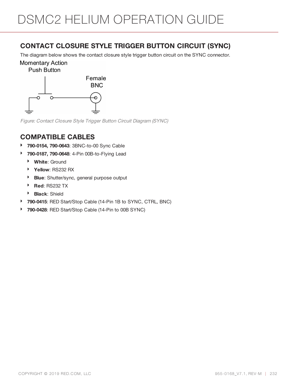 Dsmc2 helium operation guide, Compatible cables | RED DIGITAL CINEMA DSMC2 BRAIN with HELIUM 8K S35 Sensor (2018 Unified DSMC2 Lineup) User Manual | Page 232 / 266