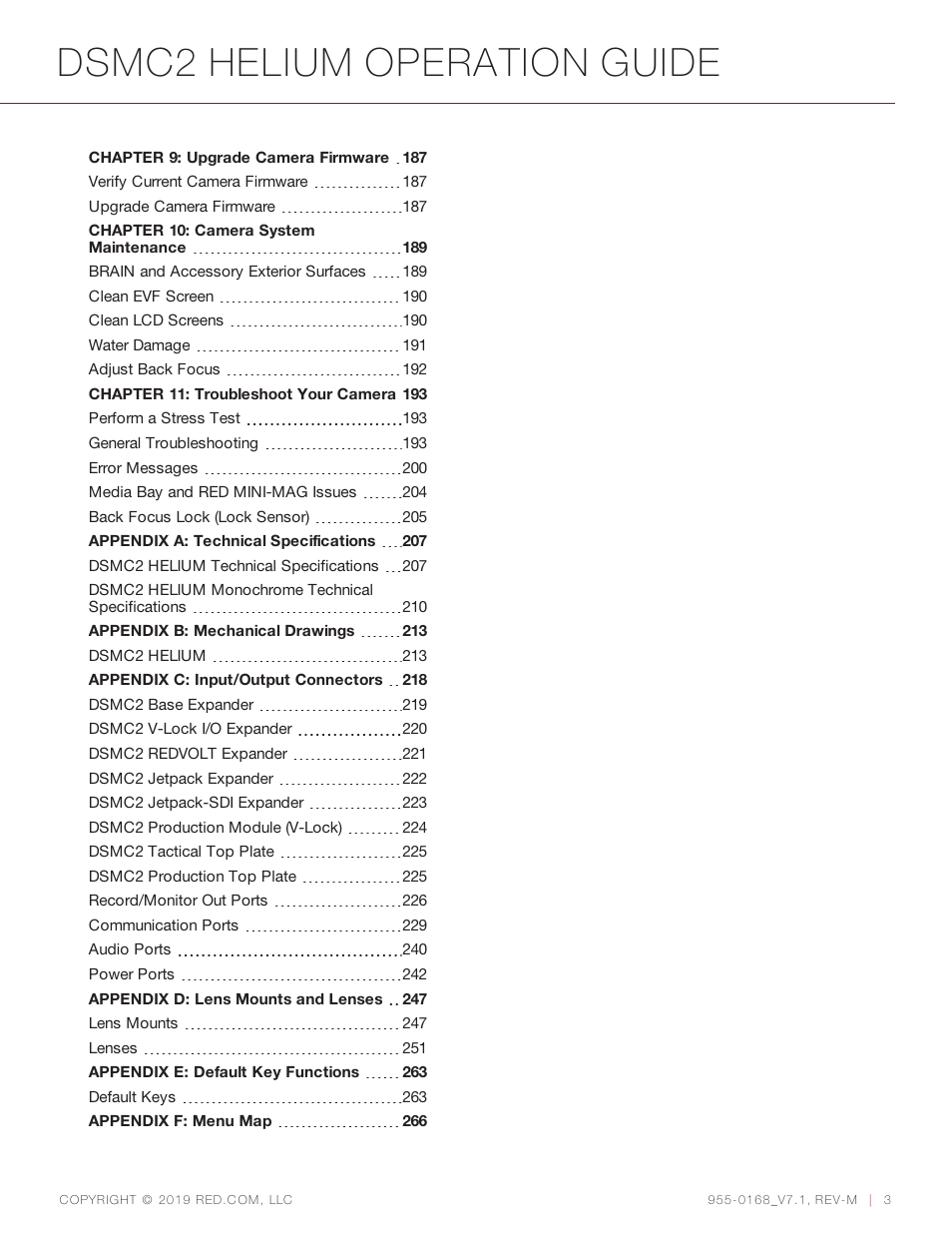 Dsmc2 helium operation guide | RED DIGITAL CINEMA DSMC2 BRAIN with HELIUM 8K S35 Sensor (2018 Unified DSMC2 Lineup) User Manual | Page 3 / 266
