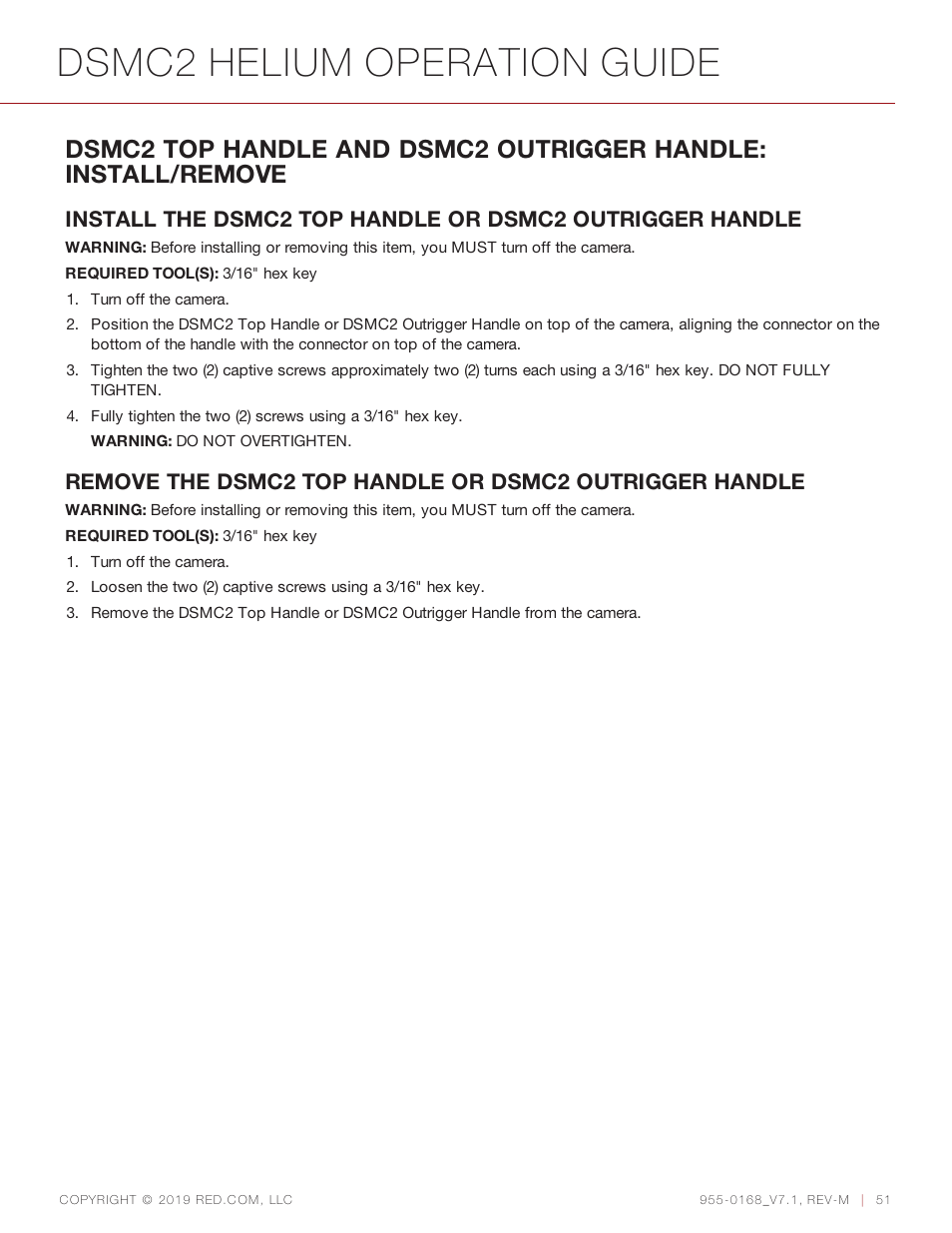 Dsmc2 helium operation guide | RED DIGITAL CINEMA DSMC2 BRAIN with HELIUM 8K S35 Sensor (2018 Unified DSMC2 Lineup) User Manual | Page 51 / 266