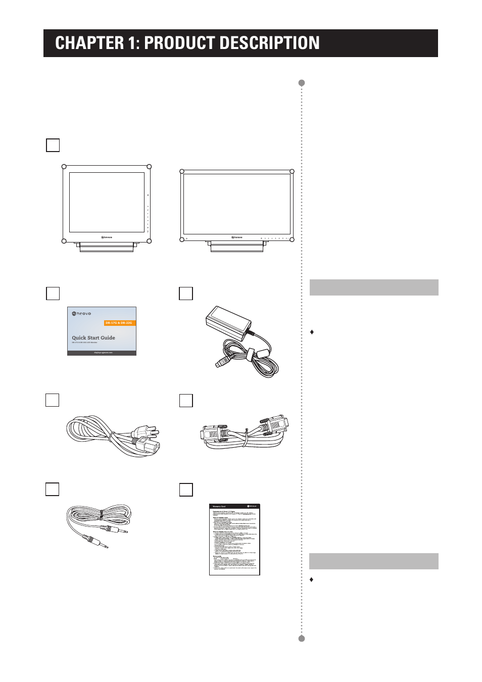 Chapter 1: product description, 1 package contents | AG Neovo DR-22G 22" Full HD Dental Monitor (White) User Manual | Page 15 / 64