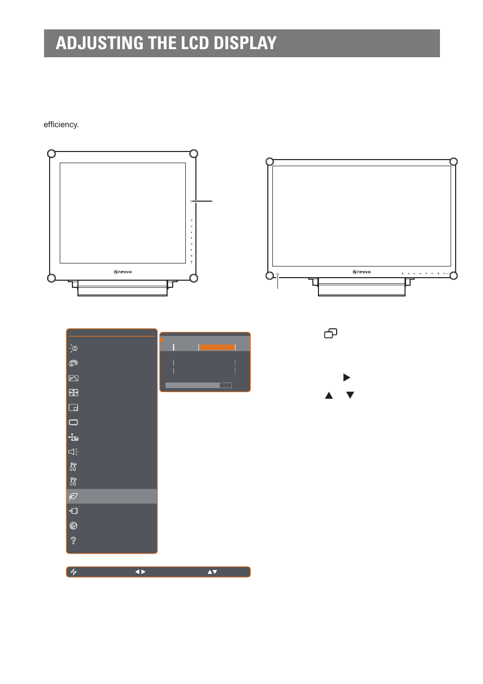 Adjusting the lcd display, 11 ecosmart sensor, Dr-17g dr-22g | AG Neovo DR-22G 22" Full HD Dental Monitor (White) User Manual | Page 55 / 64