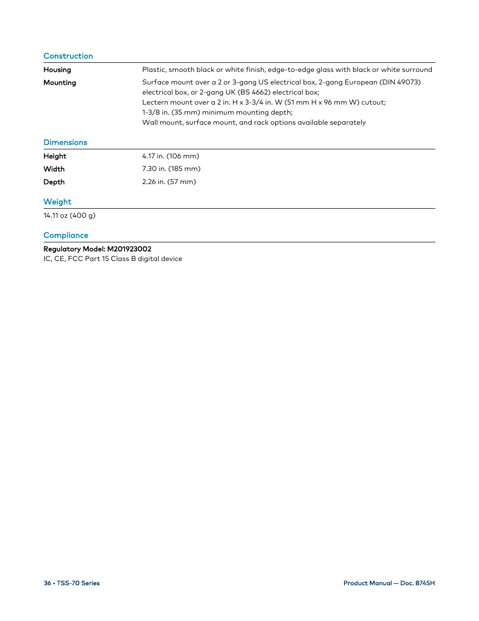 Crestron electronic 7" Room Scheduling Touchscreen with Light Bar for Rooms (Black Smooth) User Manual | Page 40 / 143