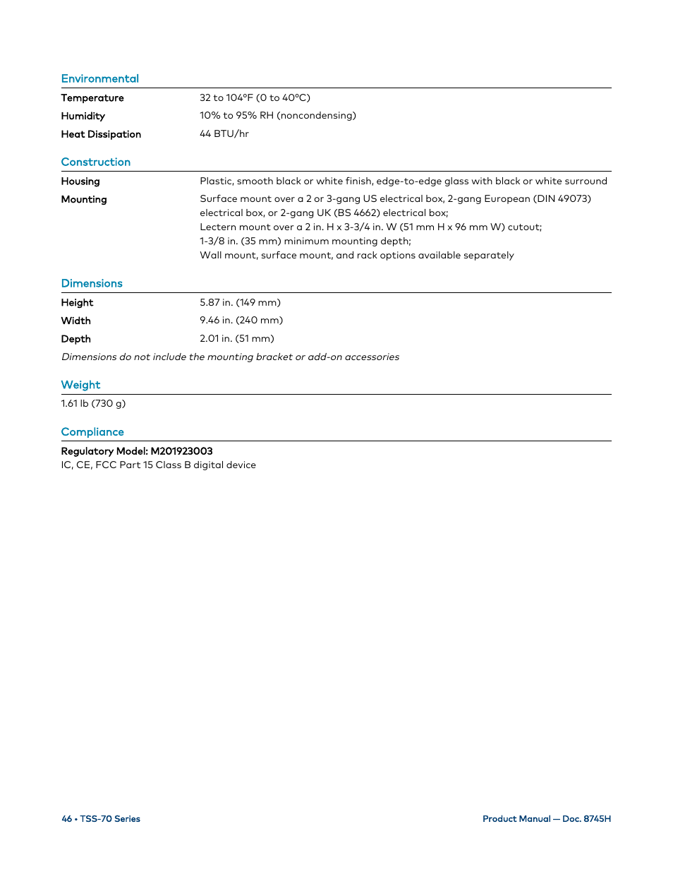 Crestron electronic 7" Room Scheduling Touchscreen with Light Bar for Rooms (Black Smooth) User Manual | Page 50 / 143