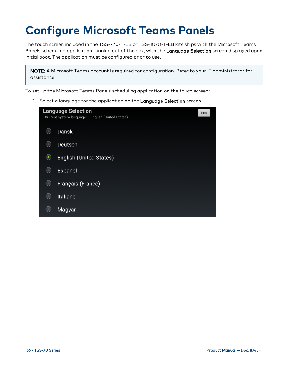 Configure microsoft teams panels, Configure microsoft | Crestron electronic 7" Room Scheduling Touchscreen with Light Bar for Rooms (Black Smooth) User Manual | Page 70 / 143