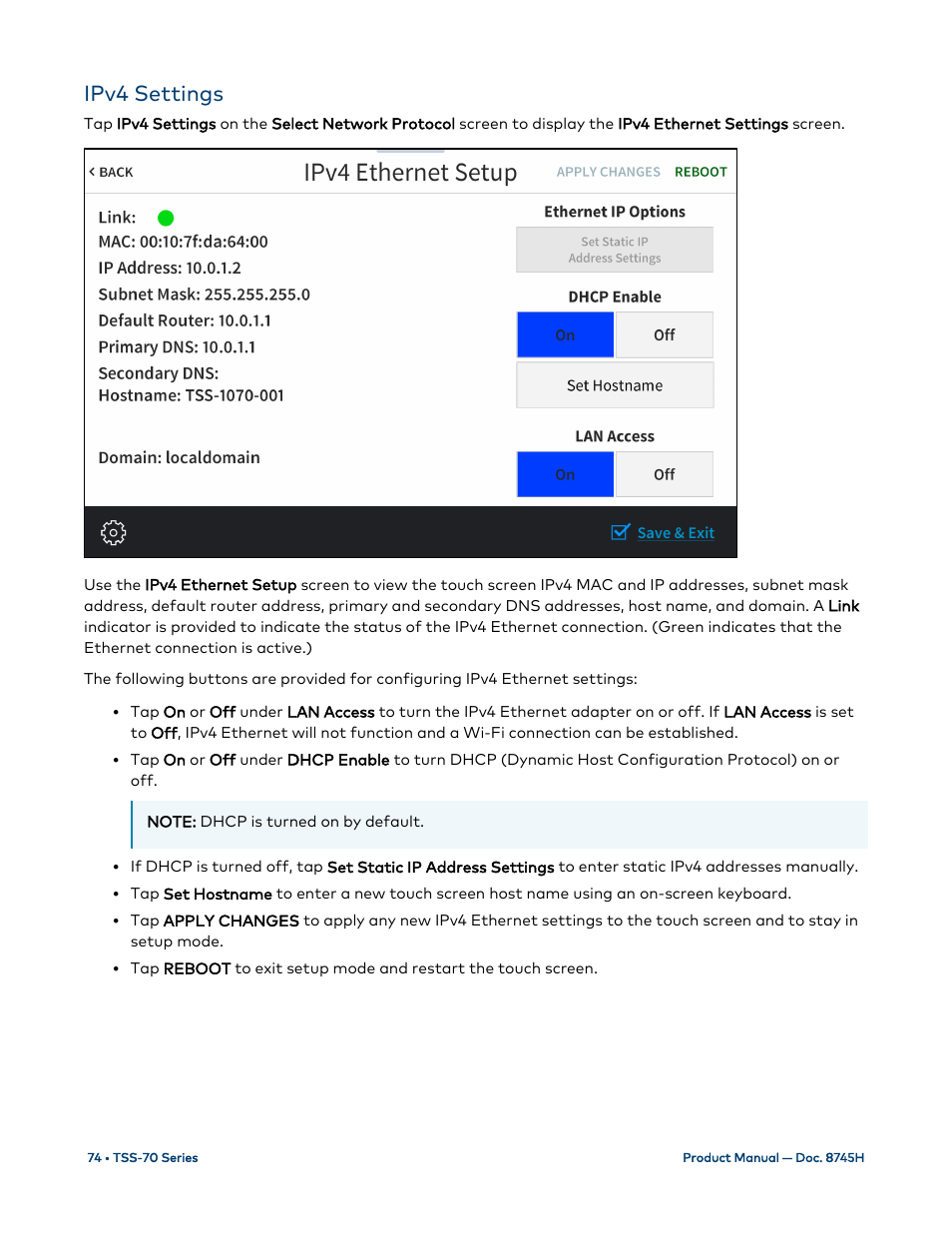 Ipv4 settings | Crestron electronic 7" Room Scheduling Touchscreen with Light Bar for Rooms (Black Smooth) User Manual | Page 78 / 143