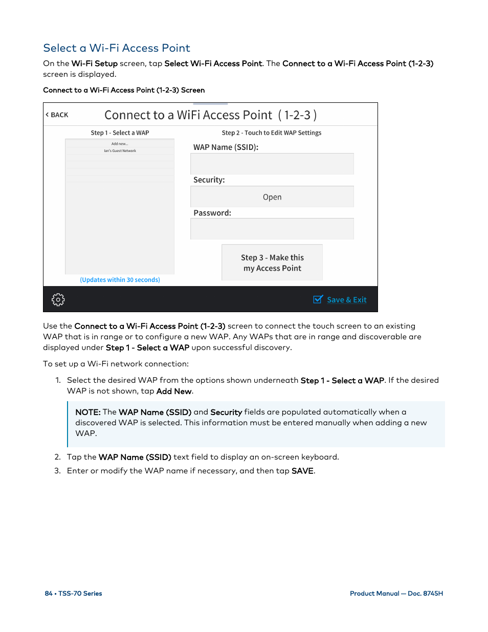 Select a wi-fi access point | Crestron electronic 7" Room Scheduling Touchscreen with Light Bar for Rooms (Black Smooth) User Manual | Page 88 / 143