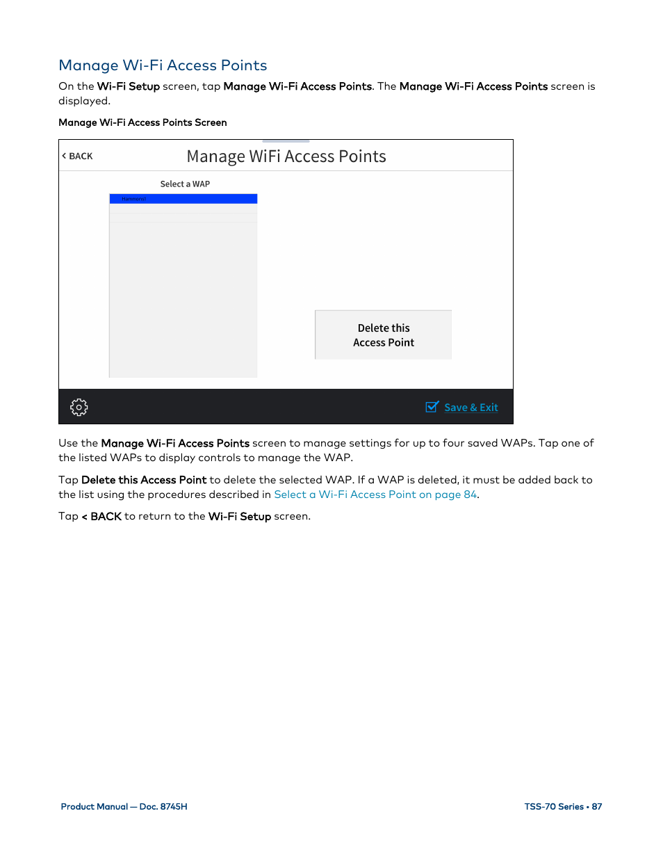 Manage wi-fi access points | Crestron electronic 7" Room Scheduling Touchscreen with Light Bar for Rooms (Black Smooth) User Manual | Page 91 / 143