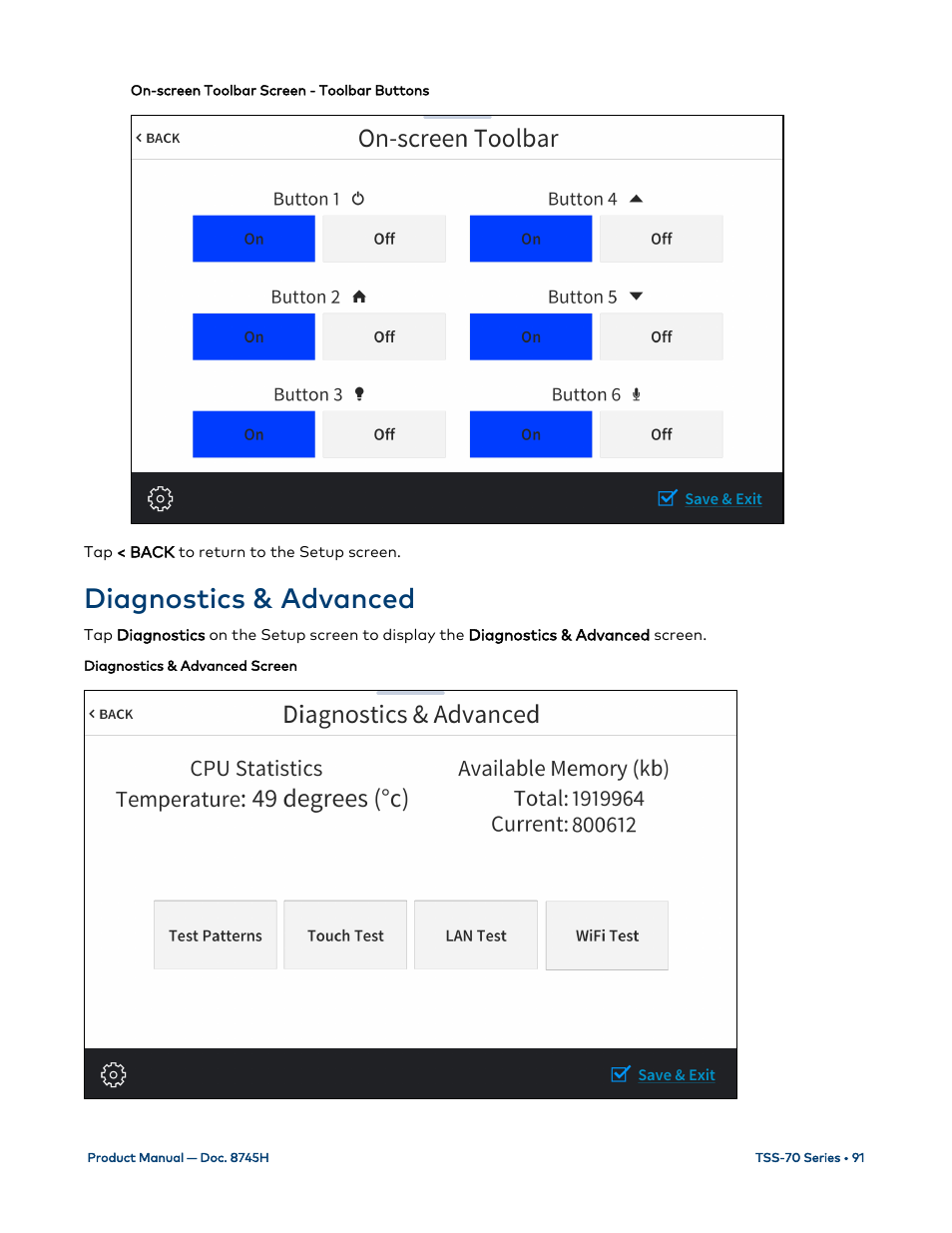 Diagnostics & advanced | Crestron electronic 7" Room Scheduling Touchscreen with Light Bar for Rooms (Black Smooth) User Manual | Page 95 / 143