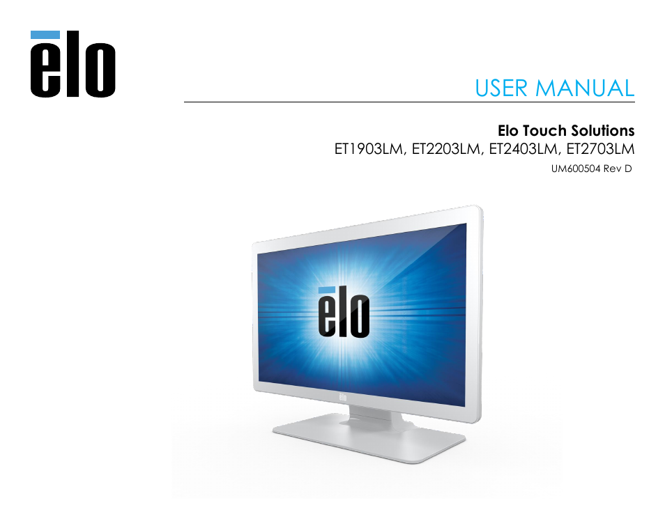 Elo TouchSystems 2403LM 24" Full HD Medical Touchscreen Monitor with TouchPro (Black, Includes Stand) User Manual | 36 pages