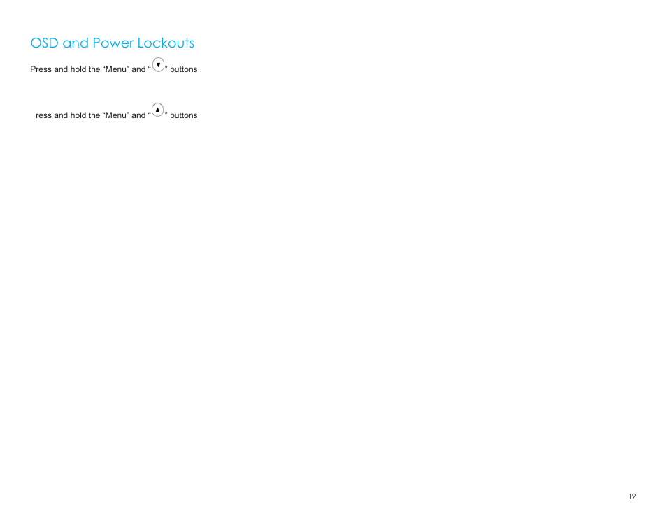 Osd and power lockouts | Elo TouchSystems 2403LM 24" Full HD Medical Touchscreen Monitor with TouchPro (Black, Includes Stand) User Manual | Page 19 / 36