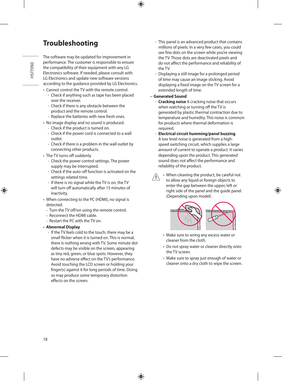 Troubleshooting | LG UN570H Series 55" UHD 4K HDR Commercial Hospitality TV User Manual | Page 30 / 56