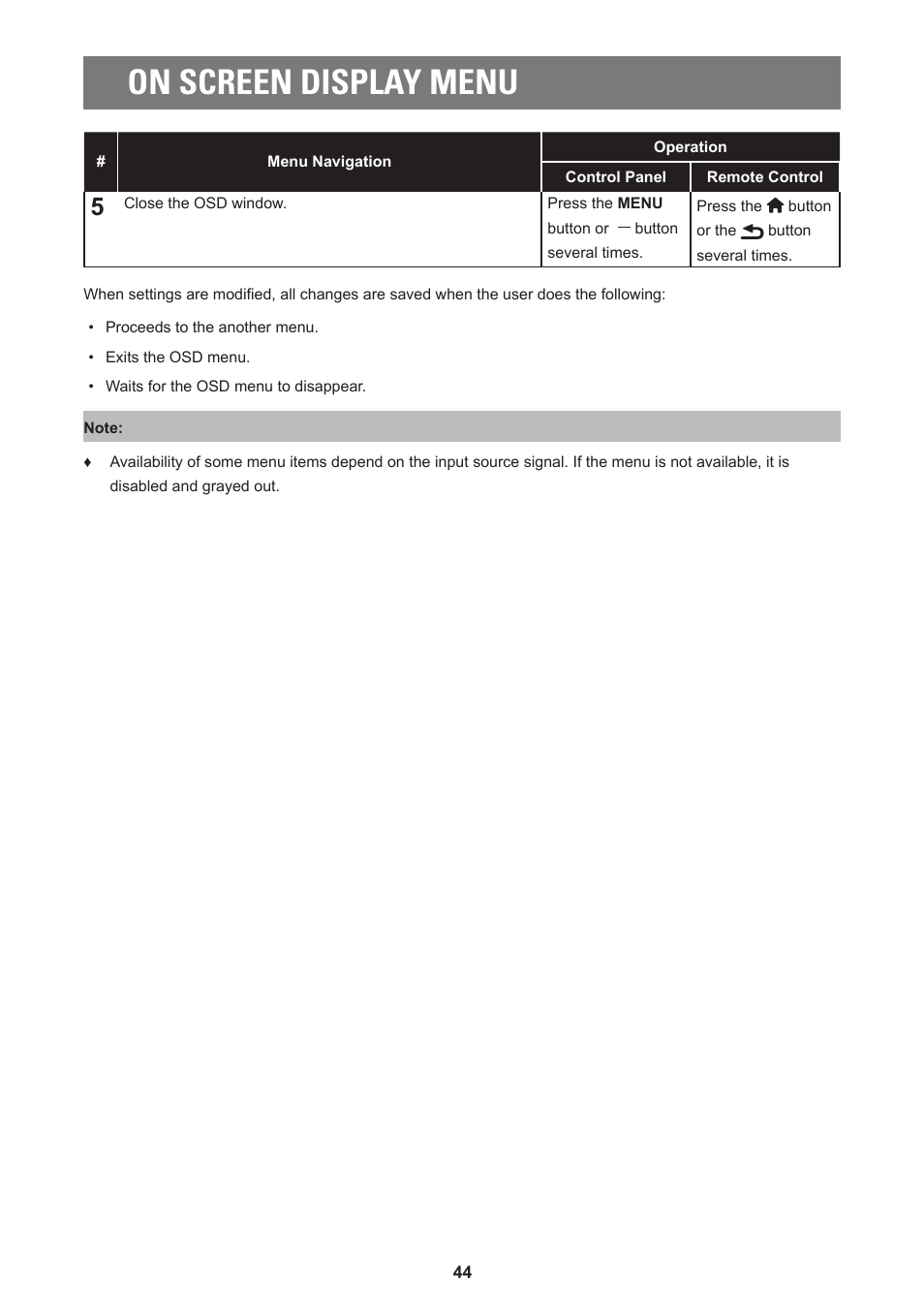 On screen display menu | AG Neovo PD-55Q 55" 4K Commercial Display User Manual | Page 49 / 91