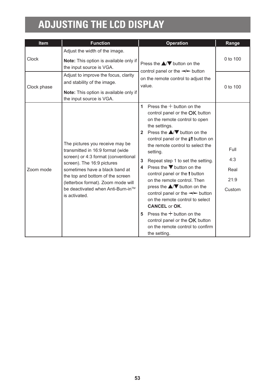 Adjusting the lcd display | AG Neovo PD-55Q 55" 4K Commercial Display User Manual | Page 58 / 91