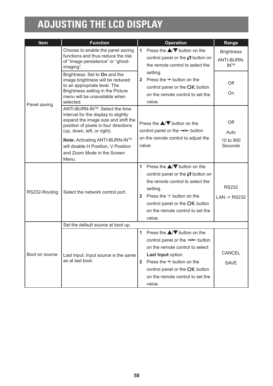 Adjusting the lcd display | AG Neovo PD-55Q 55" 4K Commercial Display User Manual | Page 63 / 91