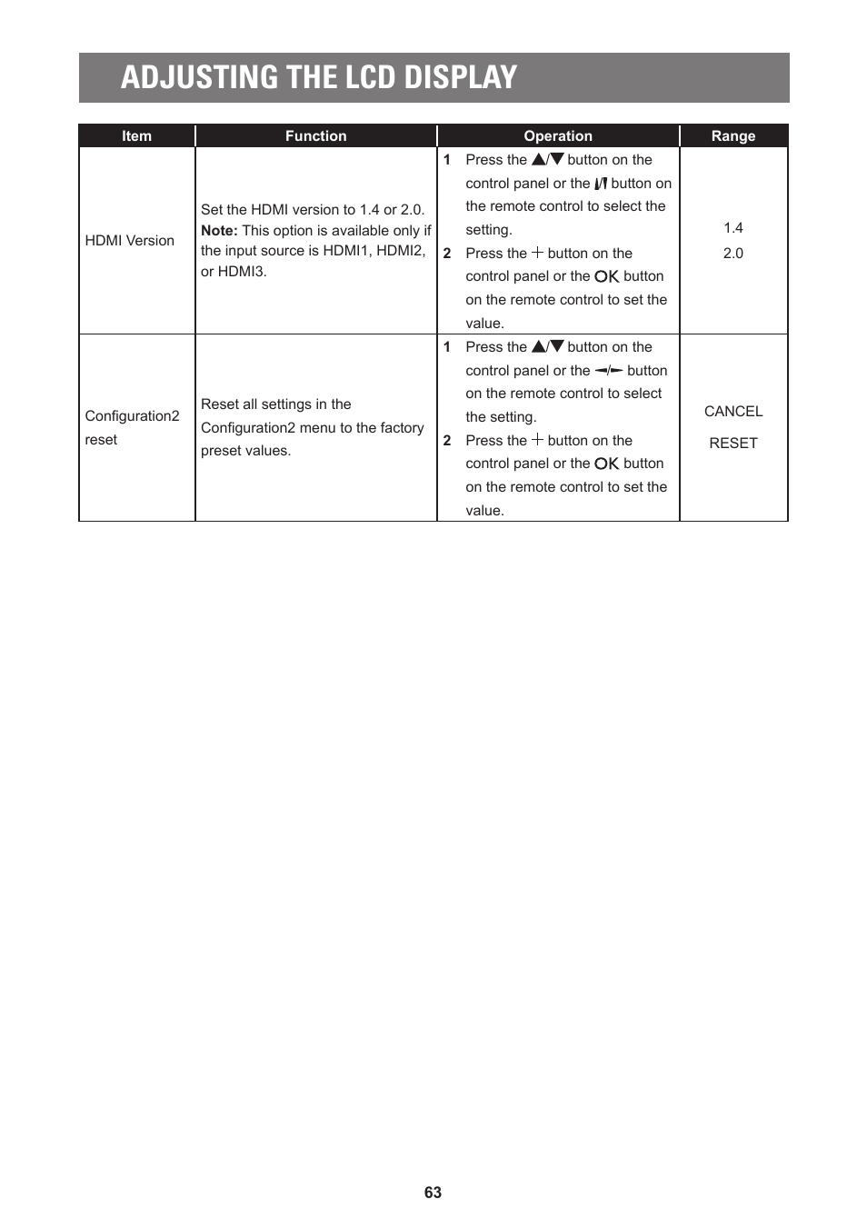 Adjusting the lcd display | AG Neovo PD-55Q 55" 4K Commercial Display User Manual | Page 68 / 91