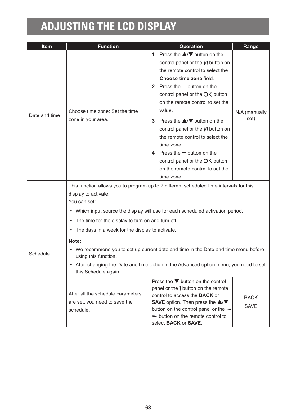 Adjusting the lcd display | AG Neovo PD-55Q 55" 4K Commercial Display User Manual | Page 73 / 91