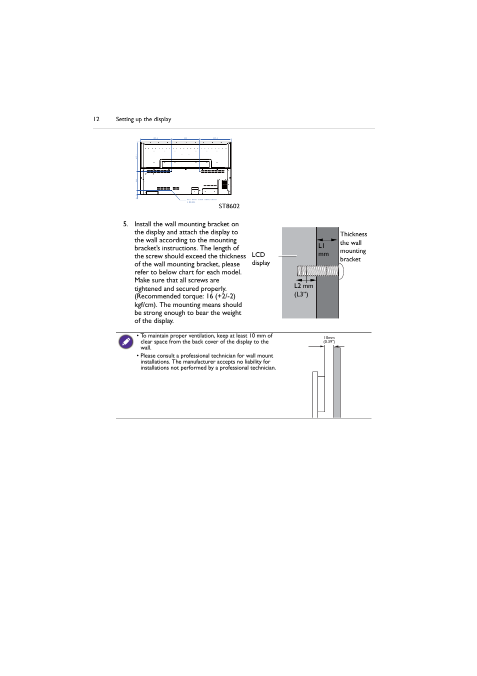 BenQ ST8602S 86" 4K SmSignage Display User Manual | Page 12 / 61