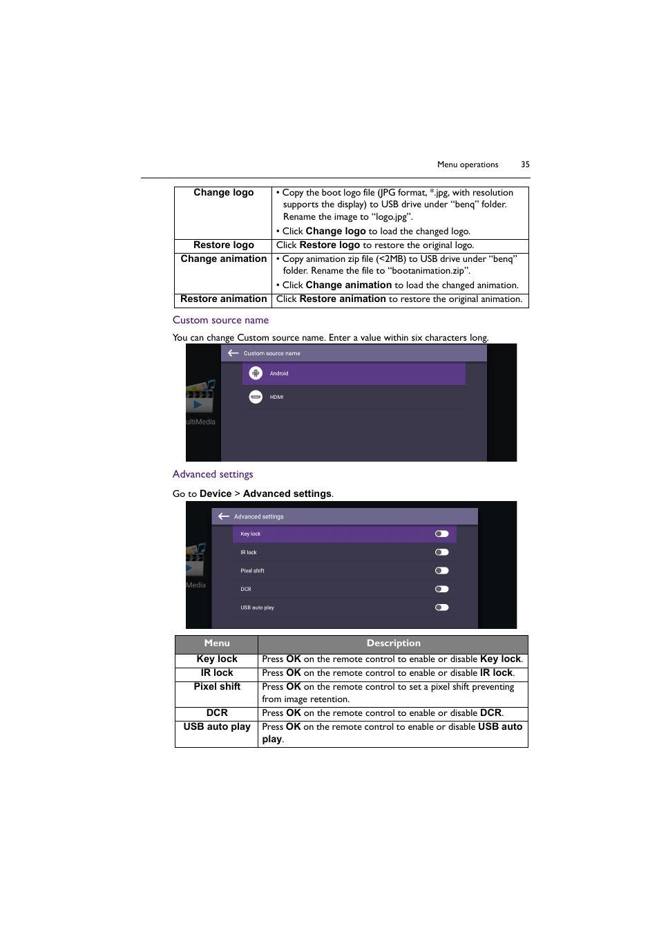 BenQ BH2801 28" Bar-Type Stretched Commercial Display User Manual | Page 35 / 58