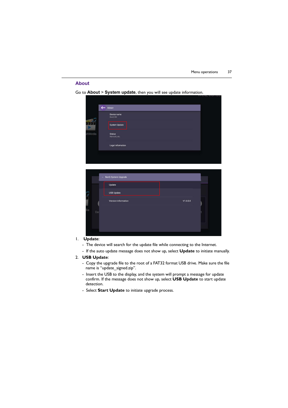 About | BenQ BH2801 28" Bar-Type Stretched Commercial Display User Manual | Page 37 / 58