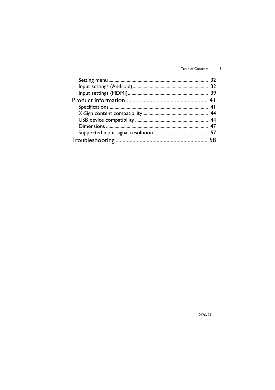 Product information, Troubleshooting | BenQ BH2801 28" Bar-Type Stretched Commercial Display User Manual | Page 5 / 58