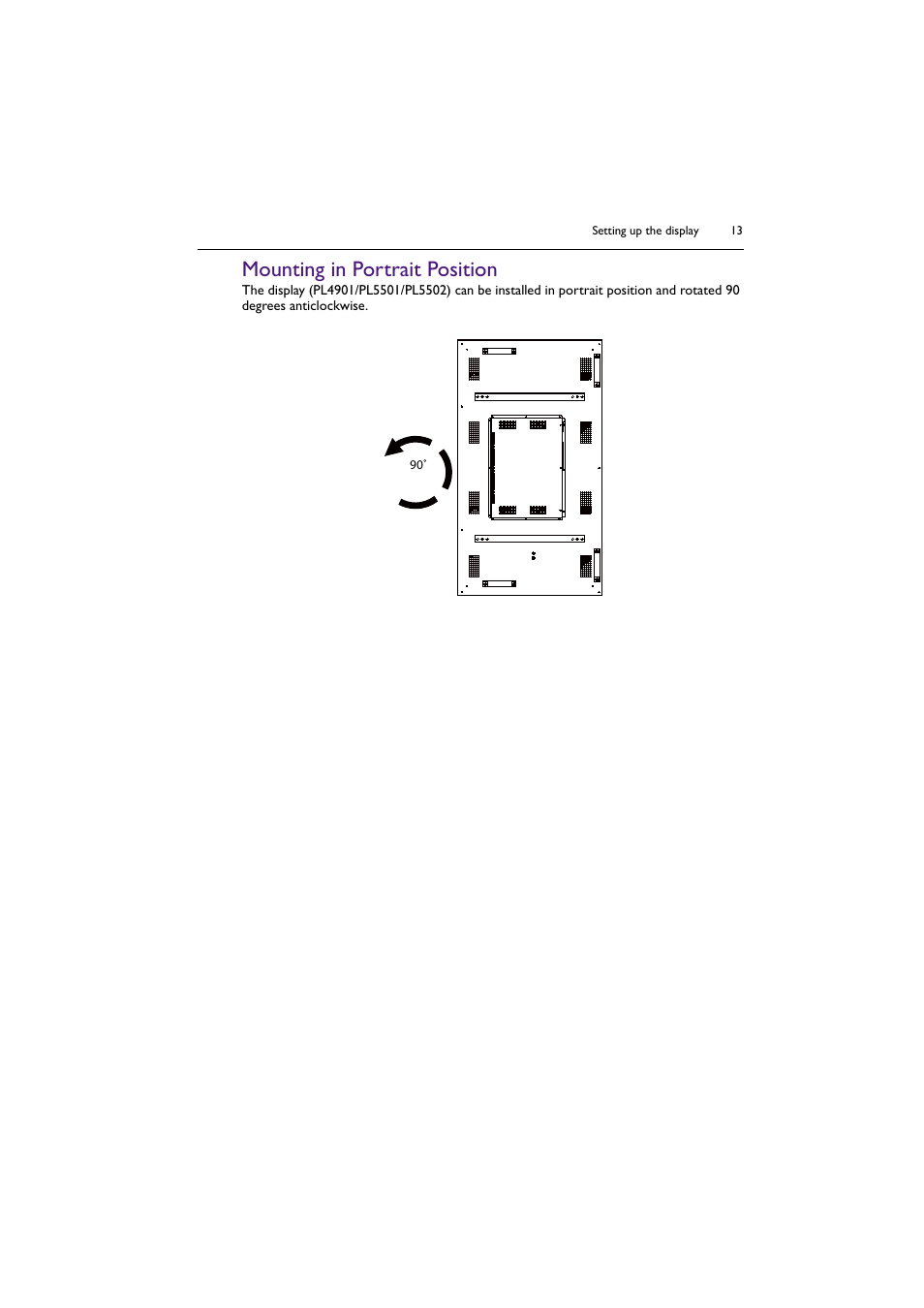 Mounting in portrait position | BenQ PL5502 55" 4K Video Wall Display User Manual | Page 13 / 40