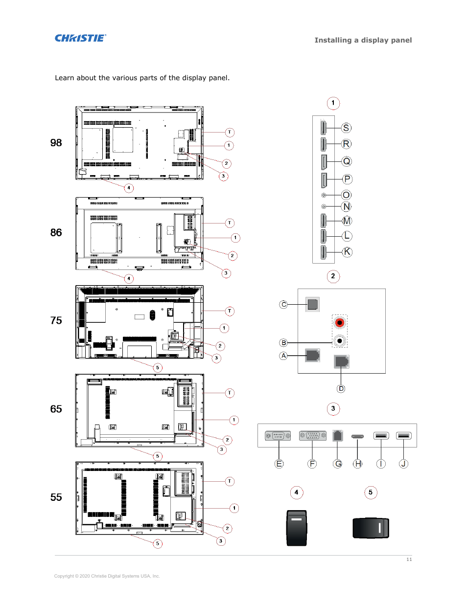 Display components | Christie Access Series II UHD752-L 75" UHD 4K Commercial Monitor User Manual | Page 11 / 48