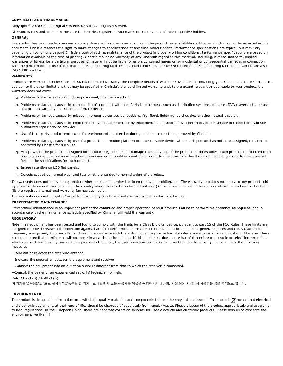 Notices | Christie Access Series II UHD752-L 75" UHD 4K Commercial Monitor User Manual | Page 2 / 48