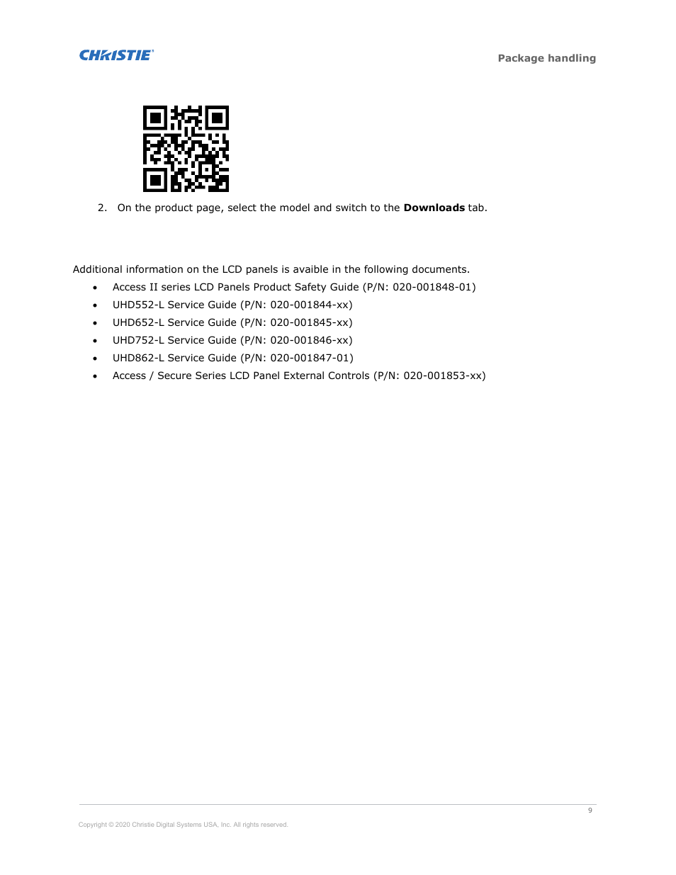 Related documentation | Christie Access Series II UHD752-L 75" UHD 4K Commercial Monitor User Manual | Page 9 / 48