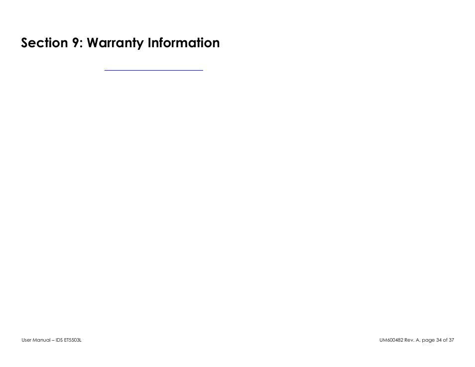 Section 9: warranty information | Elo TouchSystems 5503L 55" Class Full HD IR Interactive Commercial Display User Manual | Page 34 / 37