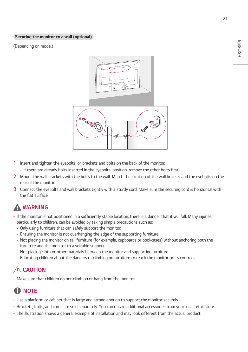 Warning, Caution | LG VL5G-M 49" Full HD IPS LED Video Wall Display User Manual | Page 21 / 37