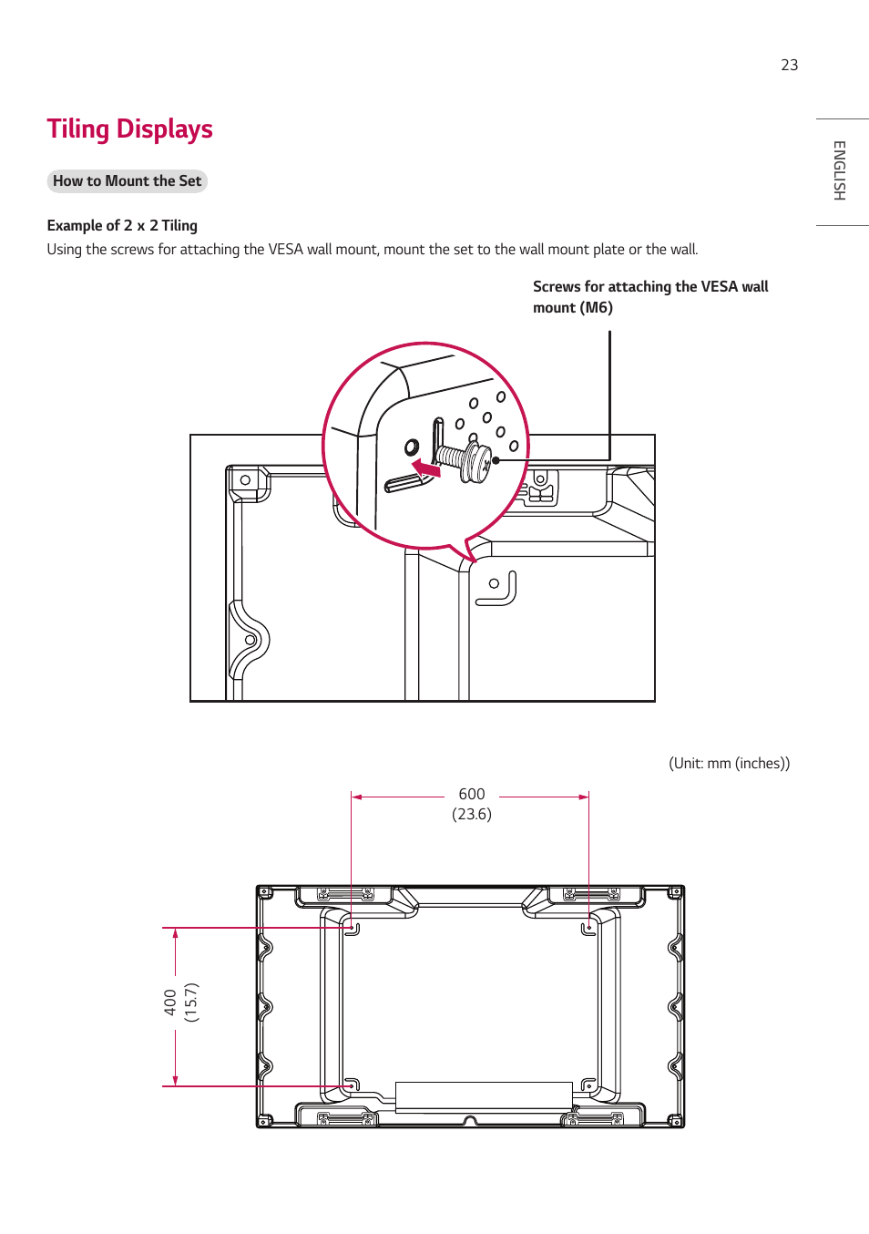 Tiling displays | LG VL5G-M 49" Full HD IPS LED Video Wall Display User Manual | Page 23 / 37