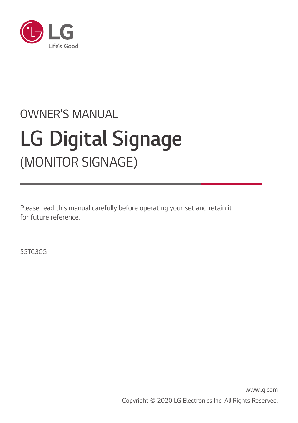 LG 55TC3CG-H 55" 4K UHD HDR Touchscreen Commercial Monitor User Manual | 153 pages