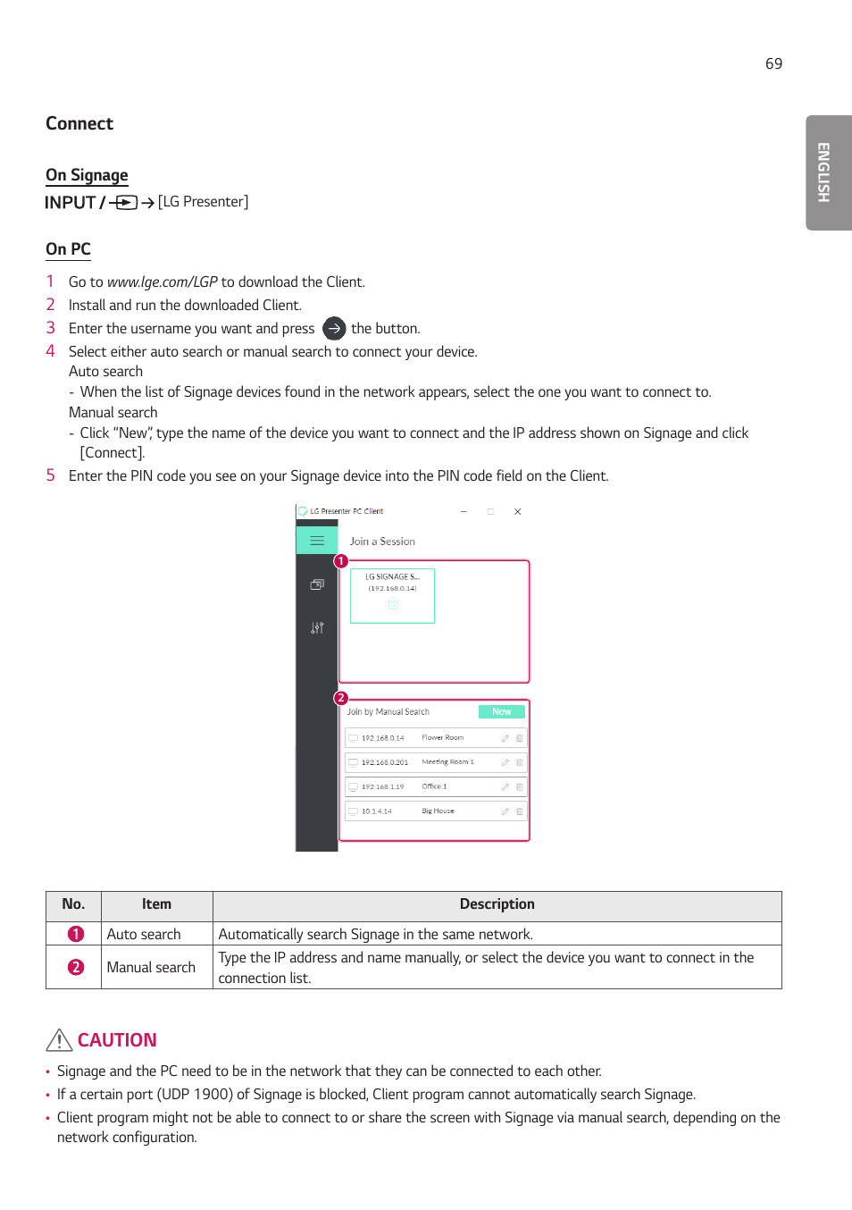 Connect, Caution | LG 55TC3CG-H 55" 4K UHD HDR Touchscreen Commercial Monitor User Manual | Page 105 / 153