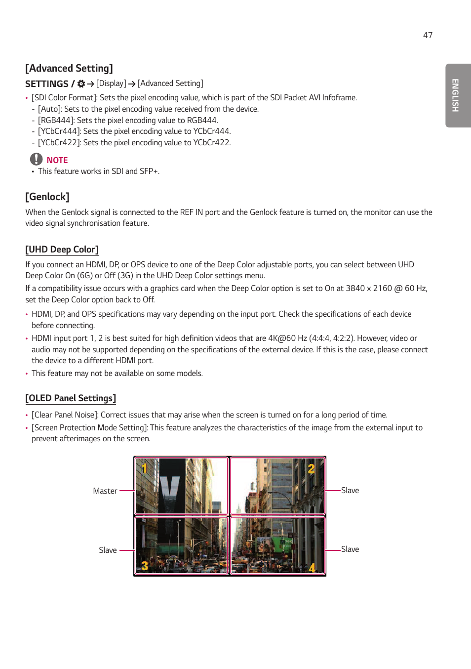 Advanced setting, Genlock, Advanced setting] [genlock | LG 55TC3CG-H 55" 4K UHD HDR Touchscreen Commercial Monitor User Manual | Page 83 / 153