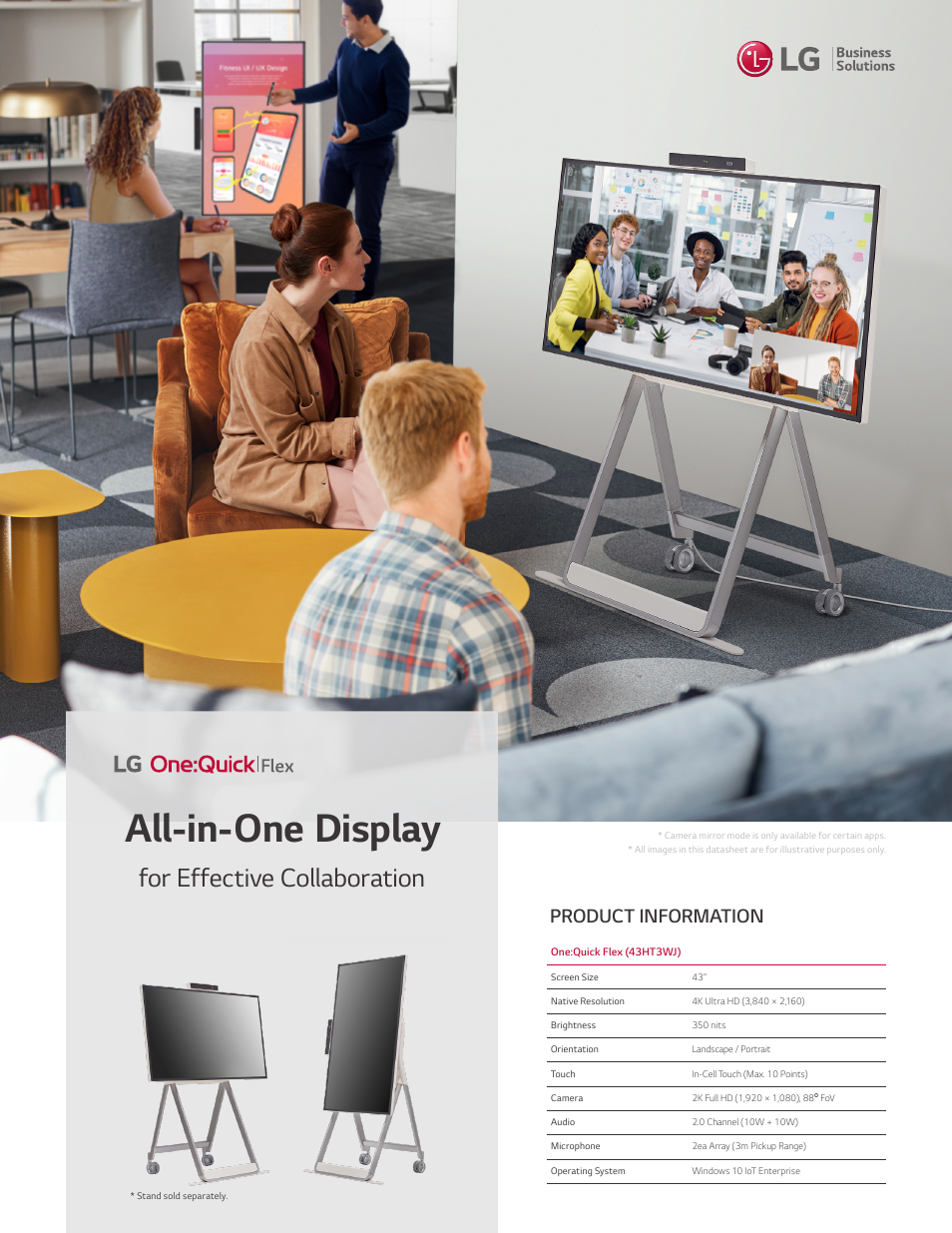 LG One:Quick Flex 43" 4K UHD All-in-One Commercial IPS LED Touch Display User Manual | 6 pages