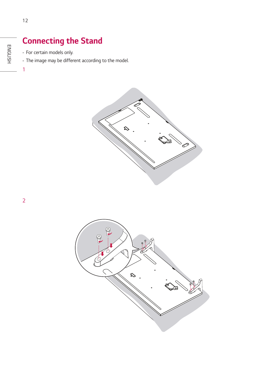 Connecting the stand | LG UH5F-H 65" Class 4K UHD Digital Signage & Conference Room SmIPS LED Display User Manual | Page 12 / 39