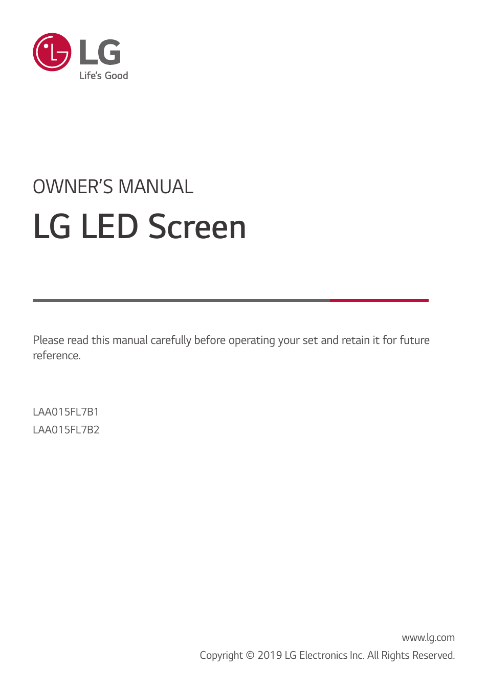 LG LAA015F130 130" Full HD HDR Video Wall Bundle (TAA Compliant) User Manual | 121 pages