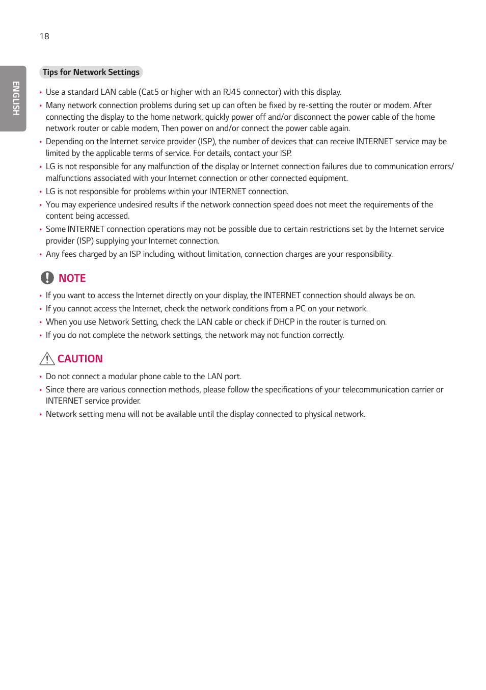 Caution | LG LAA015F130 130" Full HD HDR Video Wall Bundle (TAA Compliant) User Manual | Page 46 / 121
