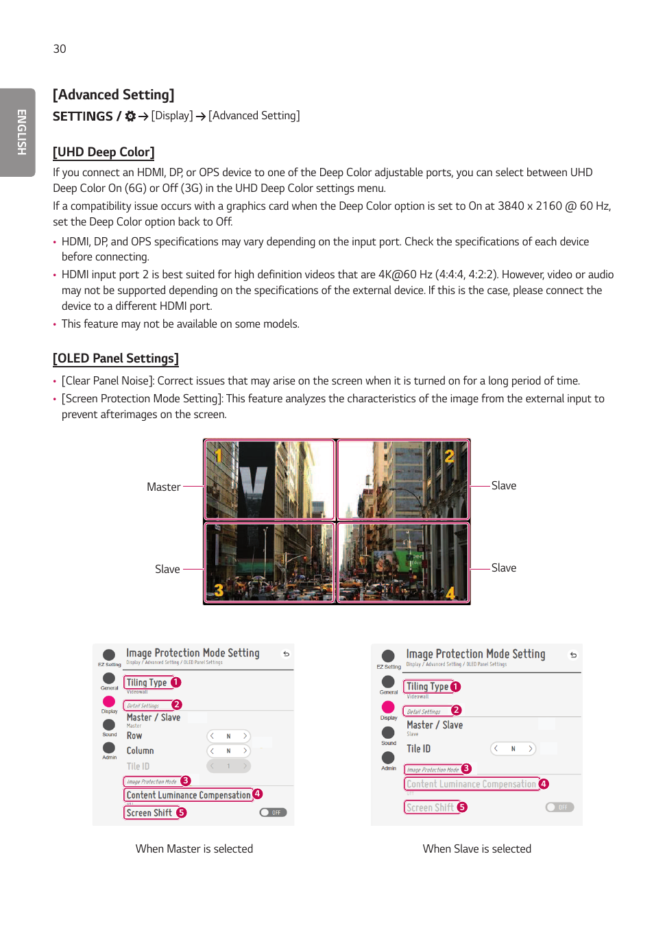 Advanced setting | LG LAA015F130 130" Full HD HDR Video Wall Bundle (TAA Compliant) User Manual | Page 58 / 121