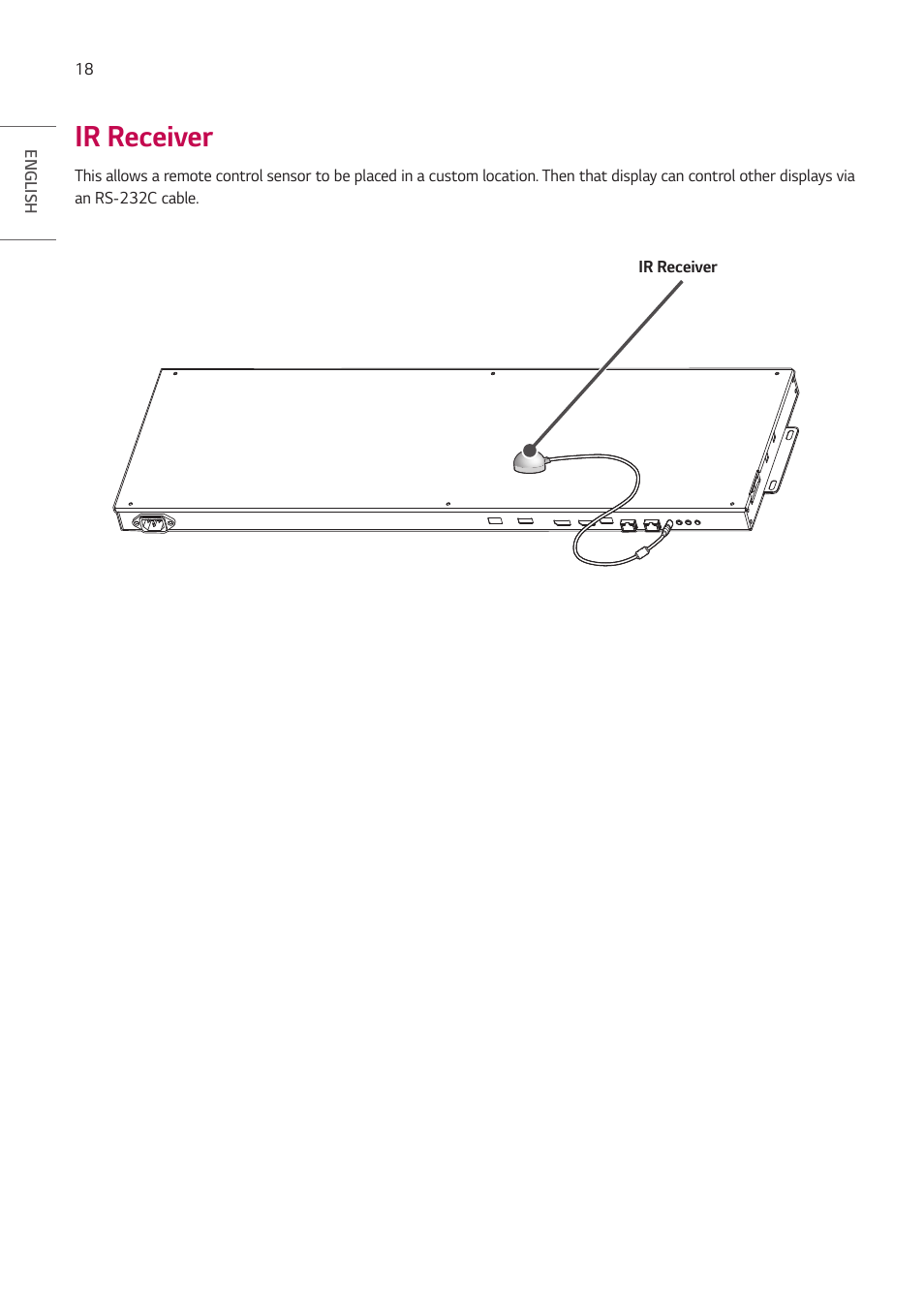 Ir receiver | LG EW5G-V Series 55" Full HD Transparent OLED Signage Display User Manual | Page 18 / 131