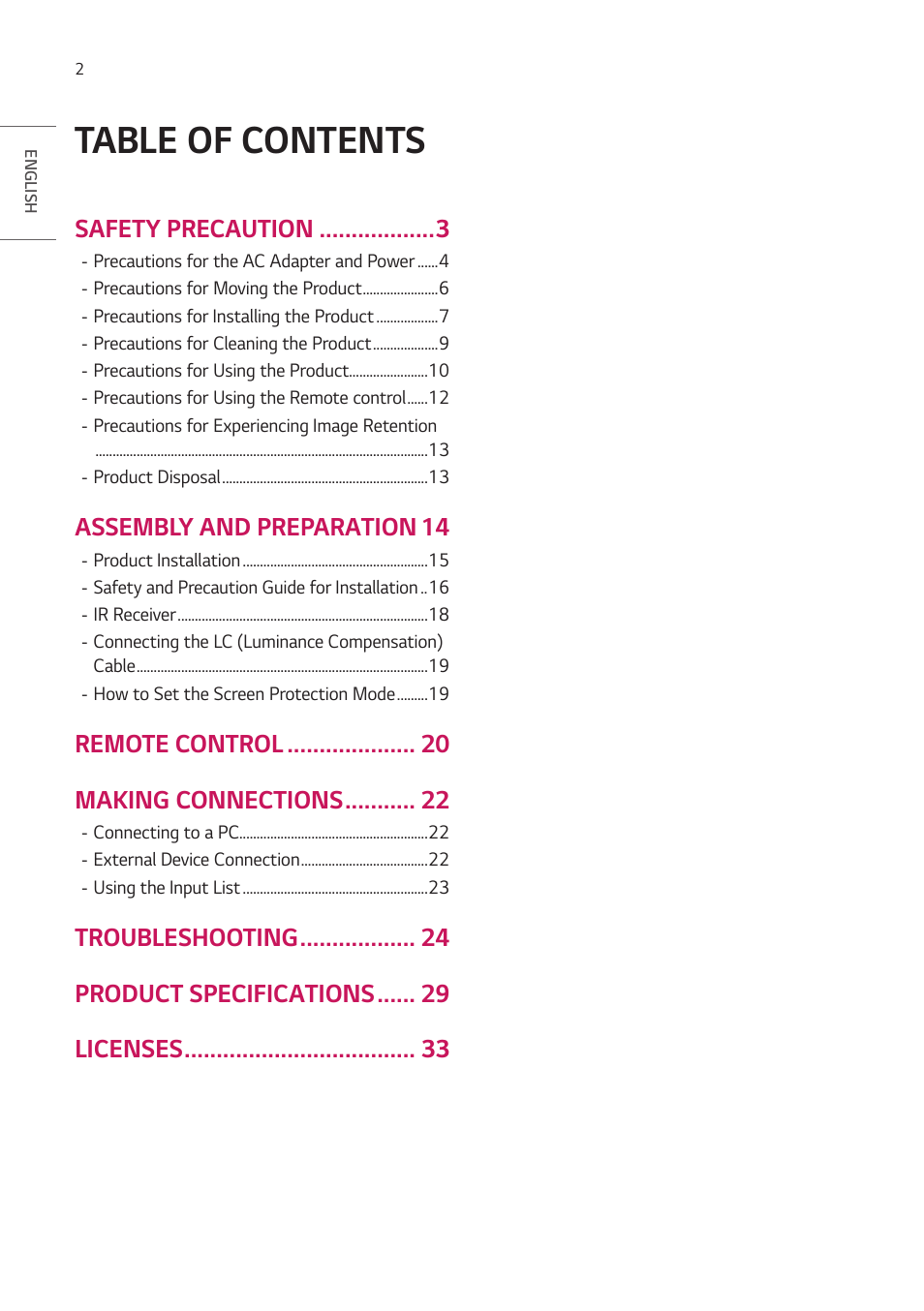 LG EW5G-V Series 55" Full HD Transparent OLED Signage Display User Manual | Page 2 / 131